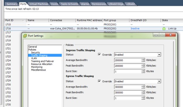 vSphere Distributed Switch Traffic Shaping