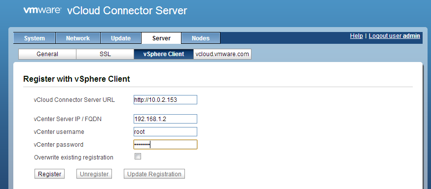 vCC Server vCenter Server registration