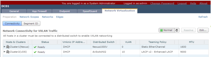 VXLAN fabric before migration